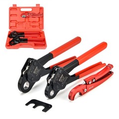 PEX Pipe Crimping Tool Set – 1/2″ & 3/4″ Angle Head Crimper with Cutter, Tight S