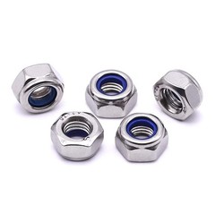 M5-0.8 (100 pcs) Nylon Insert Hex Lock Nuts 304 Stainless M5-0.8, Silver