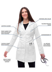 Adar Pop-Stretch Junior Fit Women’s 36″ Tab-Waist Lab Coat