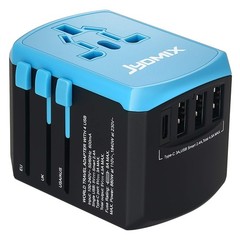 All in One Universal USB Travel Power Adapter with 3 USB Port and Type-C Inte…