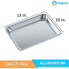 13 in. x 10 in. 19 Gauge Quarter Size Aluminum Bun / Sheet Pan. Pack of 6