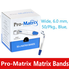 MEDICOM PRO-MATRIX BAND – Wide, 6mm, Blue – 50/Pk Dental Matrix Bands Single Use
