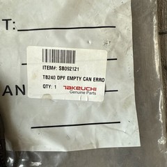 Genuine Takeuchi TB240 DPF empty can error harness OEM part # SB092121. New.