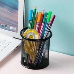 MOTARRO 1Pcs Pencil Holder Office Desk Metal Mesh Square Round Pen Pot Cup Case