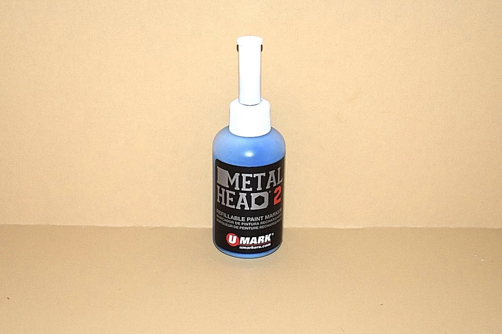 Metal Head 2 Paint Marker Blue 2 Oz Auto Salvage Industrial Junk Yard Crafts