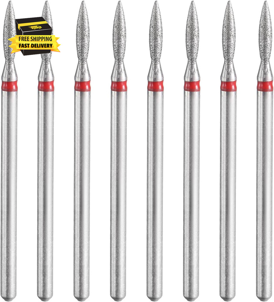 8Pcs 200-230 Grits Diamond Grinding Bit 2Mm Oval Head 2.35Mm Shank 8.5Mm Length