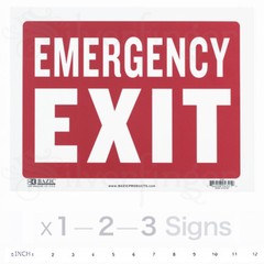 EMERGENCY EXIT Sign Door Signs Store Office Shop Safety Red White 9×12″ PVC