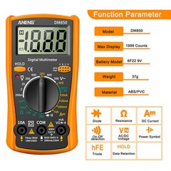 LCD Digital Multimeter Voltmeter Ammeter Ohmmeter Volt AC DC Tester Leads Meter