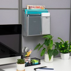 Vertical File Storage, Desktop Organizer, Wall Mount, Office, Metal Mesh, 12….
