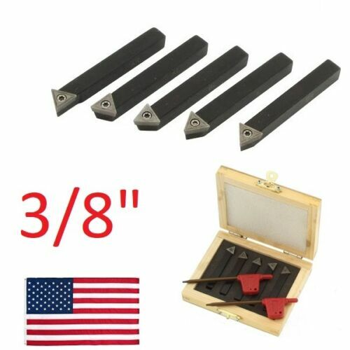 5 pc 3/8″ Lathe Indexable Carbide Insert + Turning Tooling Bit Holder Set