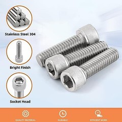 M6-1.0 x 40mm Socket Head Cap Screws Metric, Allen Socket Drive, Stainless St…