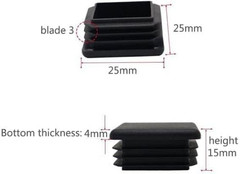 100 Pack 1 Inch Square Plastic Plug Tubing End Cap Durable Chair Glide