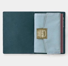 Traveler’s Company TO&FRO Passport size Zipper Card Case Blue Gray New