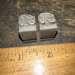 2 Print Blocks “ Letter R “ Lead Print Blocks, Nice Script