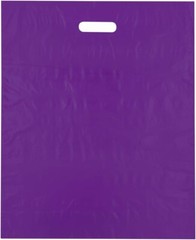 Purple Die Cut Plastic Shopping Bags with Handles Large size 15x18x4 Lot 500