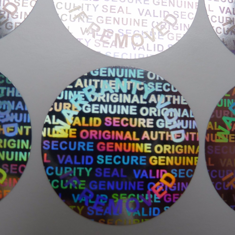 1000 Round 25 MM 1 INCH Security Hologram Tamper Evident Warranty Silver Labels