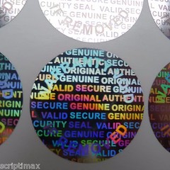 1000 Round 25 MM 1 INCH Security Hologram Tamper Evident Warranty Silver Labels