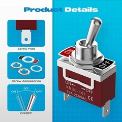 2Pcs Waterproof Toggle Switch 12V 30A SPST ON OFF Marine Heavy Duty