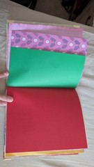 Christmas Junk Journal, story intact, pink and yellow, upcycled,