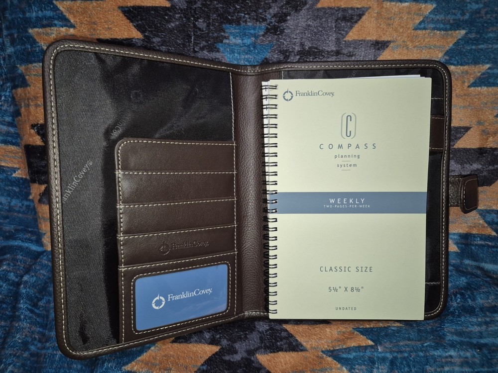 🔥New! Franklin Covey Chocolate Synthetic Leather Organizer Planner 7″ x 9″