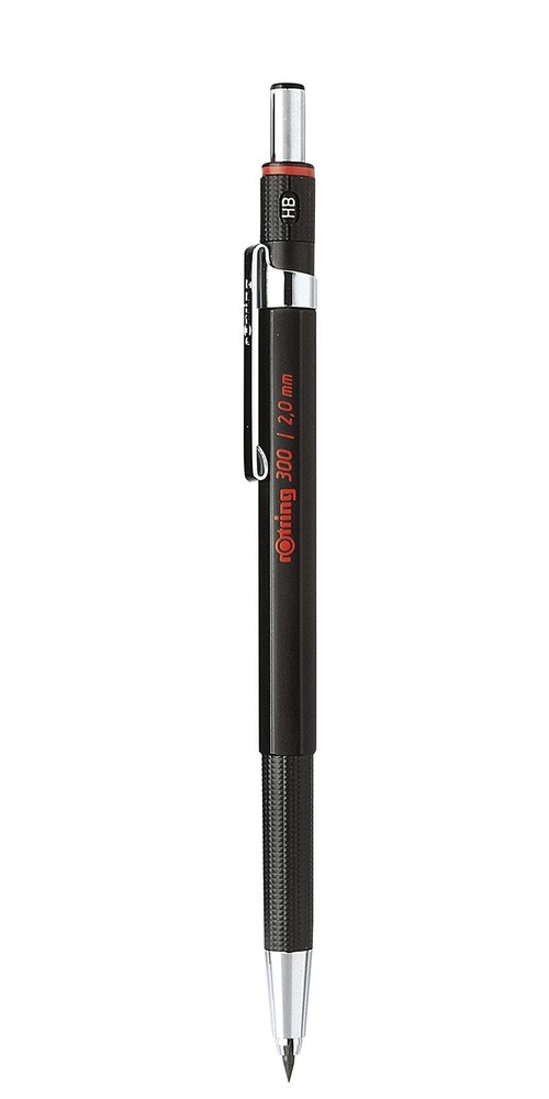 rOtring 300 Mechanical Pencil | 2.0 mm | 1 Count (Pack of 1), Black red