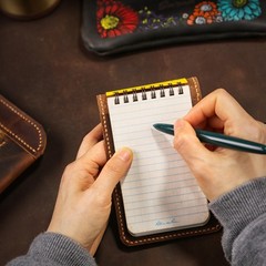 Genuine Leather 3×5 Top-Spiral Notebook Cover, Pocket Notepad Holder Compatib…