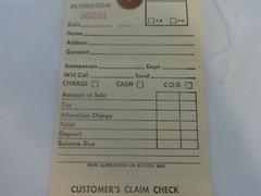 500 Perforated Tags Pre-Numbered Alteration Two Part Off White Merchandise