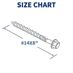 50-Pcs Structural Wood Screws 8 Inch #14 X 8 Heavy Duty Timber Screws Rust Resi
