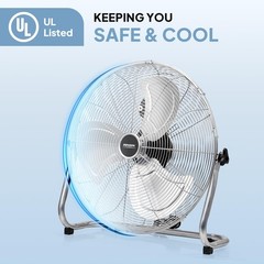 ROVSUN 20 Inch High Velocity Metal Industrial Floor Fan, 3-Speeds for Garage Gym