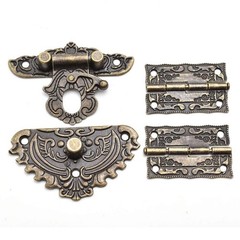 Antique Heart-Shaped Hasp Latch Vintage Engraved Mini Hinge and Bronze Box Co…