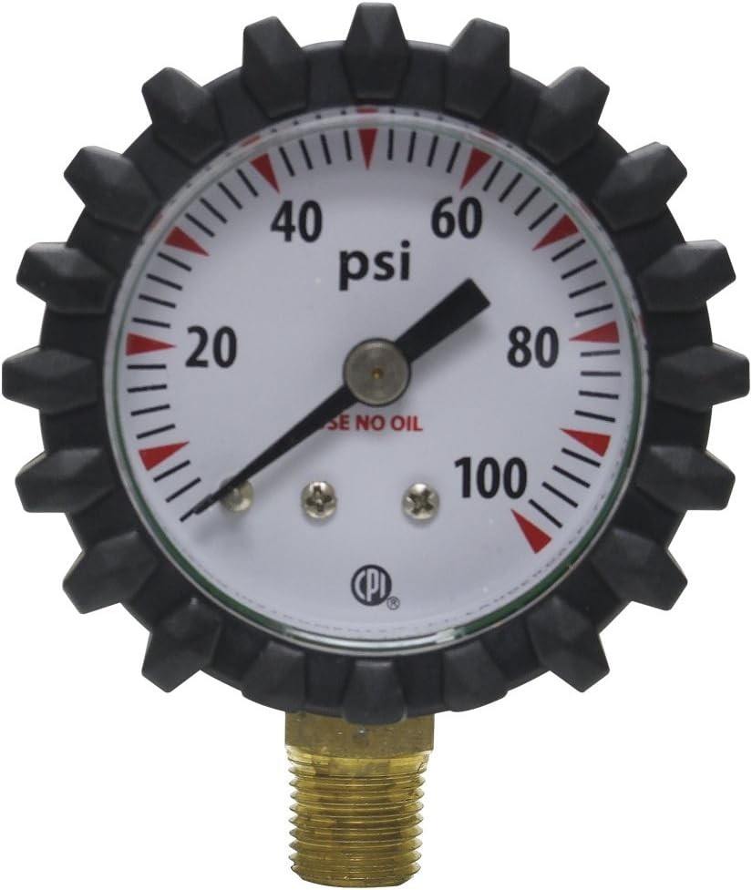Uniweld G49D Oxygen Delivery Gauge 1-1/2″ 100 PSI w/ Rubber Boot