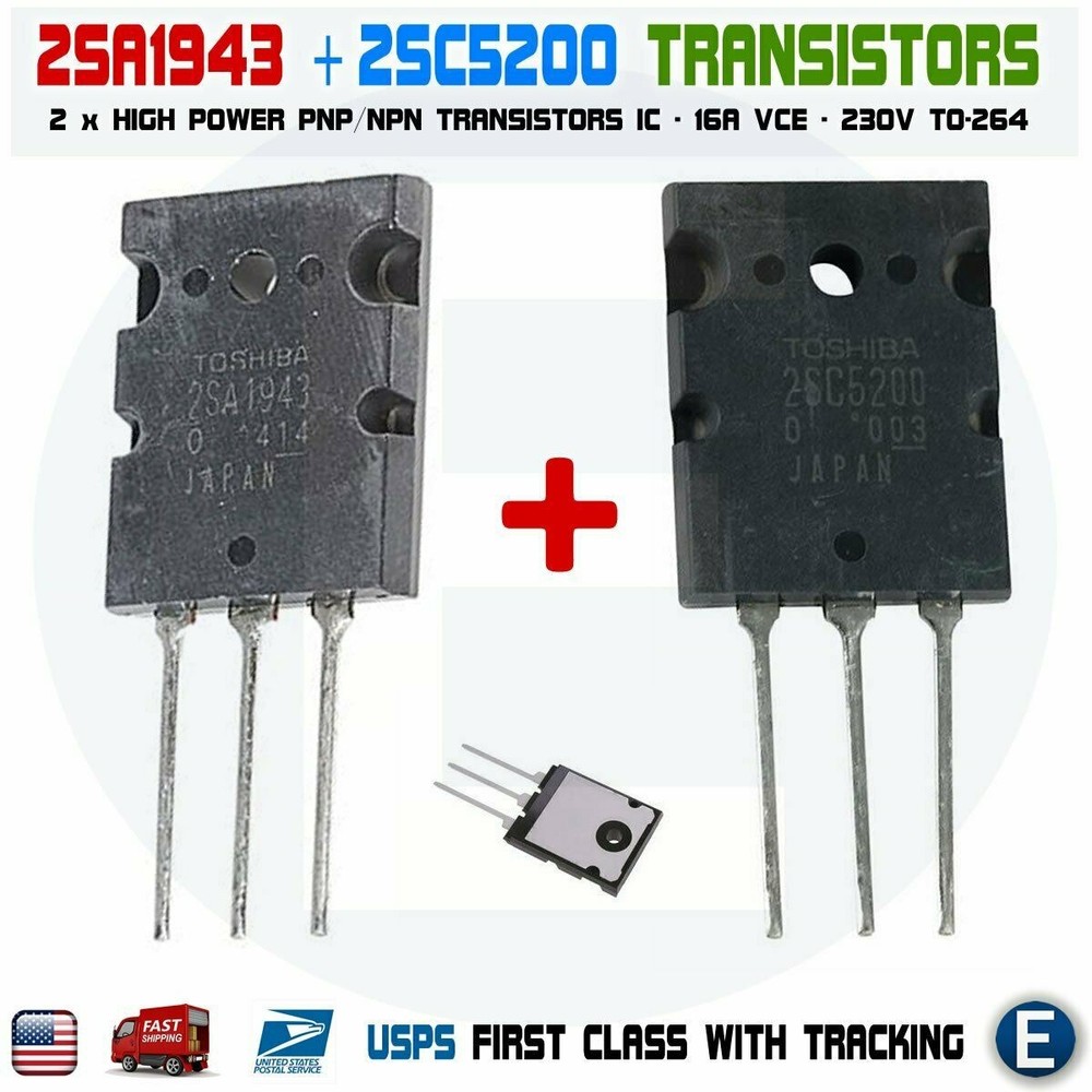 2SC5200 & 2SA1943 A1943 & C5200 TOSHIBA Transistor Silicon Power NPN PNP To-264