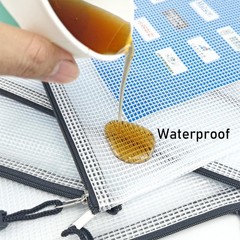 24 PCS Plastic Mesh Zipper Pouch Storage Bag Waterproof School Office Travel