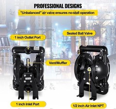 Air-Operated Double Diaphragm Pump 1″ Inlet Outlet Petroleum Fluids 35GPM 120PSI