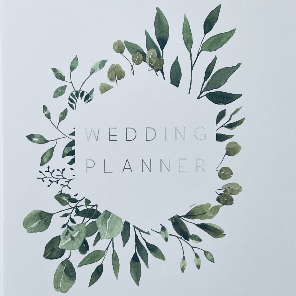 Wedding Planner White & Leaves Organizer Guide Book for The Bride To Be
