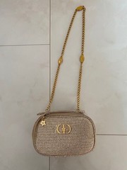 Christian Dior Holiday Glitter Gold Pouch Luxury Cosmetic Bag No Box