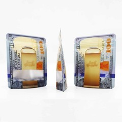 100Pcs 3.5g Mylar Bags US Dollar Print Zipper Seal Food Grade Storage Pouches