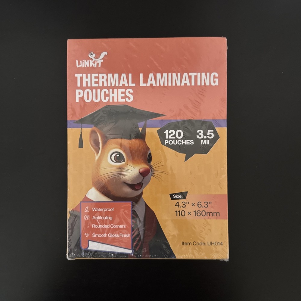Uinkit Thermal Laminating 120 Pouches 3.5 Mil 4.3 x 6.3 Inch Smooth Gloss Finish