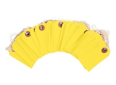 100 Small Yellow Inventory Tags 3 1/4″ x 1 5/8″ Size 2 Pre-strung with String