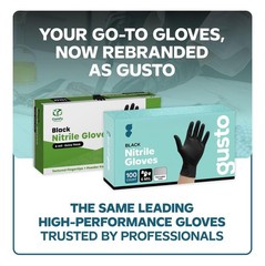 Comfy Package GUSTO Black Nitrile Gloves [100 Count] 6 Mil, HEAVY DUTY