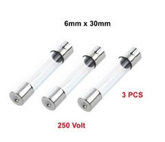250 Volt 6X30mm 250v Glass Fuse 0.5A 1A 2A 3A 5A Amp – 3 pieces