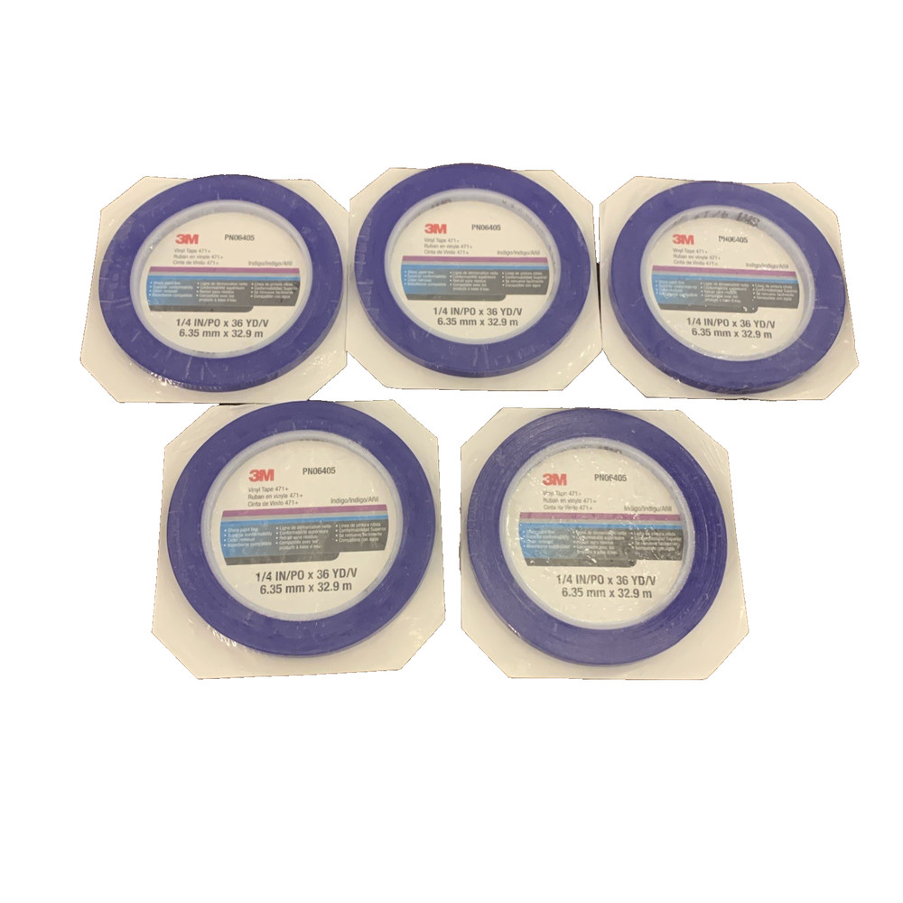 3M Vinyl Tape 471+ 1/4 in x 36 yd 06405 Indigo- Lot 5 Rolls New