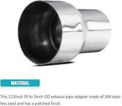 2.25″ ID to 3″ OD Exhaust Pipe Adapter Connector Reducer 304 Stainless Steel 2.2
