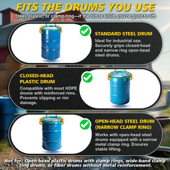 Chain Drum Lifter | 2200 Lbs Vertical Drum Clamp Barrel Lift with Self-Lock H…