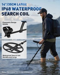 Hazlewolke 14” Metal Detectors for Adults, Waterproof Double-D Search Black