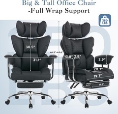 Big and Tall Ergonomic Office Chair,Scratch-Resistant PU Leather Executive Chair