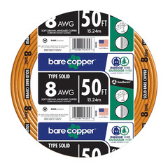 8-Gauge Bare Copper Wire – Solid Soft‑Drawn Uninsulated Copper Conductor for Gro