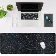 Gaming Mouse Pad Large 31.5 x 11.8in Topographic 11.8″ x 31.5″, Black