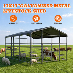 13x20ft Galvanized Heavy-Duty Livestock Shelter Metal Barn for Cattle Horse Goat