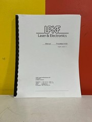 LPKF ProtoMat H100 Laser & Electronics Machine Operating and Service Manual